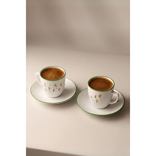 Rakle Botanical Seramik 2'li Kahve Fincan Takımı 110 Cc