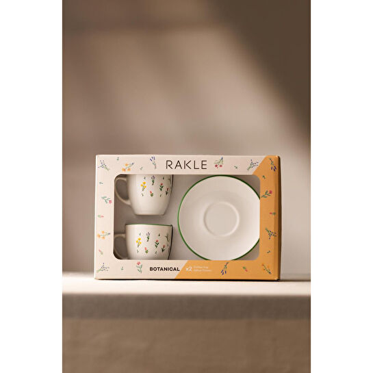 Rakle Botanical Seramik 2'li Kahve Fincan Takımı 110 Cc