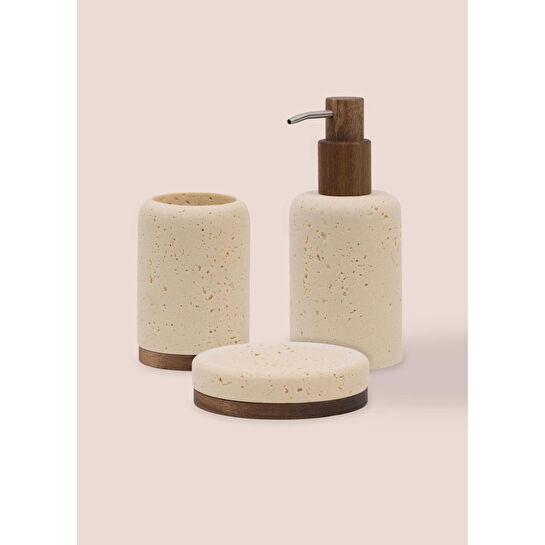 The Mia Travertine Banyo Seti Bej 3 Parça