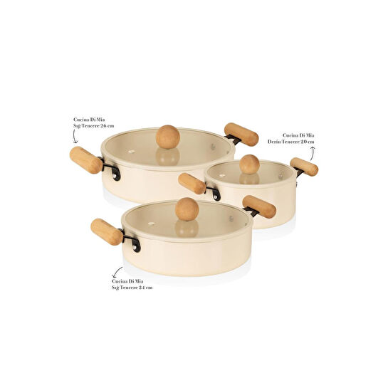 The Mia Cucina Di Mia İndüksiyon Tabanlı Seramik Tencere Seti 6 Parça