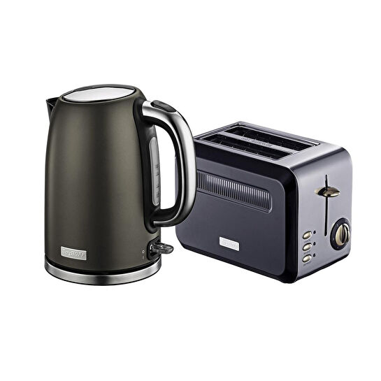 Berghoff Gem Titan Set 1.7 Litre Siyah Gold Su Isiticisi + Iki Dilim Ekmek Kizartma Makinesi