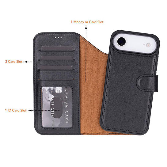 Bloominbag Bloomcase Magic Wallet Obsidian Black Hakiki Deri Iphone 17 Air(6.5