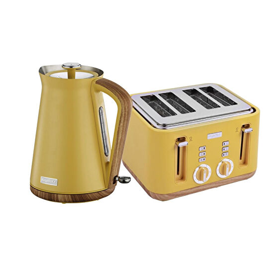 Berghoff Gem Natural 1.7 Li̇tre Sari Su Isiticisi + Berghoff Gem Natural Sari Dört Di̇li̇m Ekmek Kizartma Maki̇nesi̇ Set