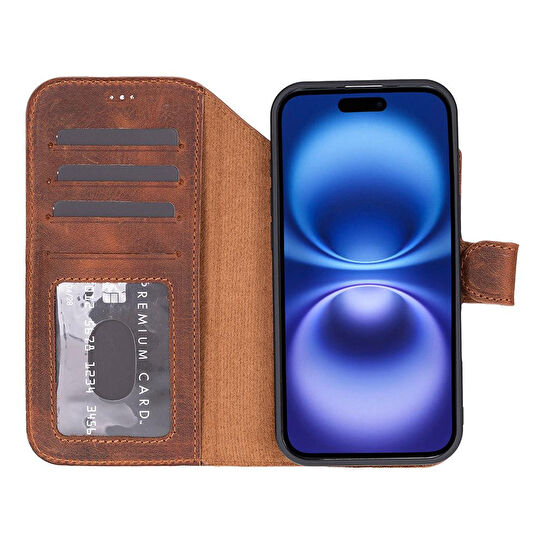Bloominbag Bloomcase Magic Wallet Mahogany Saddle Hakiki Deri Iphone 17 Air(6.5
