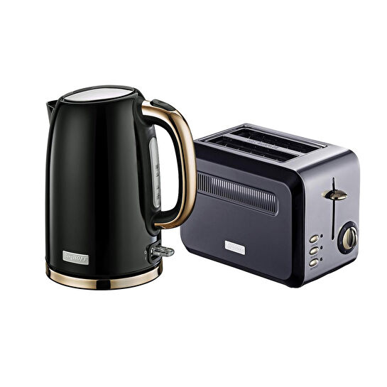 Berghoff Gem Titan 1.7 Li̇tre Parlak Füme Su Isiticisi + Berghoff Gem Titan Parlak Gümüş Gri̇ İki̇ Di̇li̇m Ekmek Kizartma Maki̇nesi̇ Set