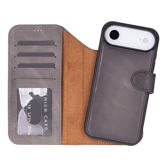 Bloominbag Bloomcase Magic Wallet Ash Mist Gray Hakiki Deri Iphone 17 Air(6.5