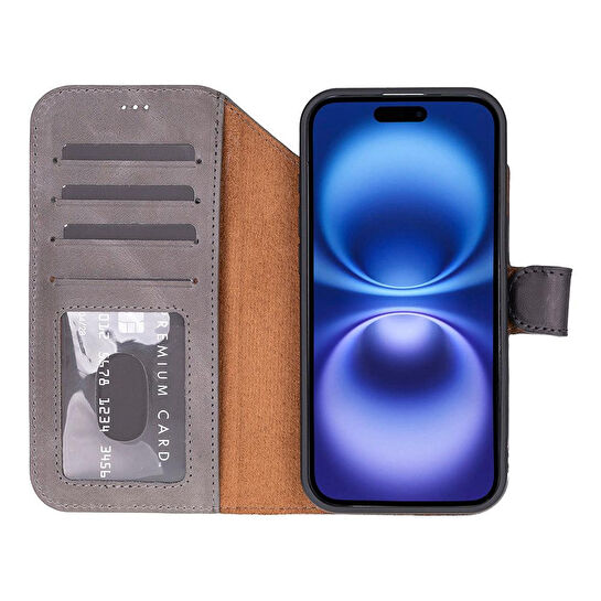 Bloominbag Bloomcase Magic Wallet Ash Mist Gray Hakiki Deri Iphone 17 Air(6.5