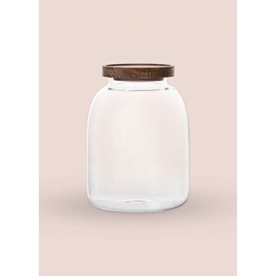 The Mia Ahşap Kapaklı Cam Kavanoz 14x19 Cm Cam0505