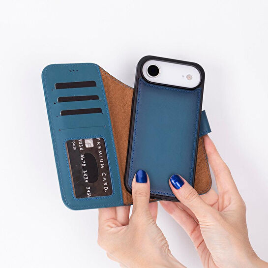 Bloominbag Bloomcase Magic Wallet Midnight Blue Hakiki Deri Iphone 17air(6.5