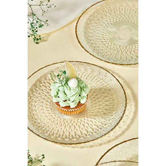 Lora Bianca Fugi 6 Parça Pasta/kek/tatlı Tabağı Seti Şeffaf