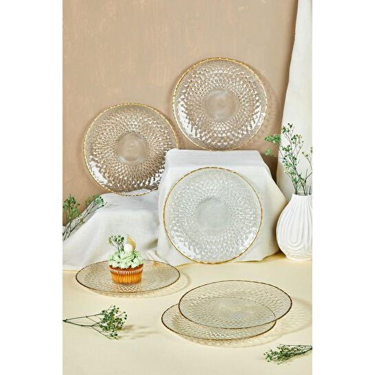 Lora Bianca Fugi 6 Parça Pasta/kek/tatlı Tabağı Seti Şeffaf