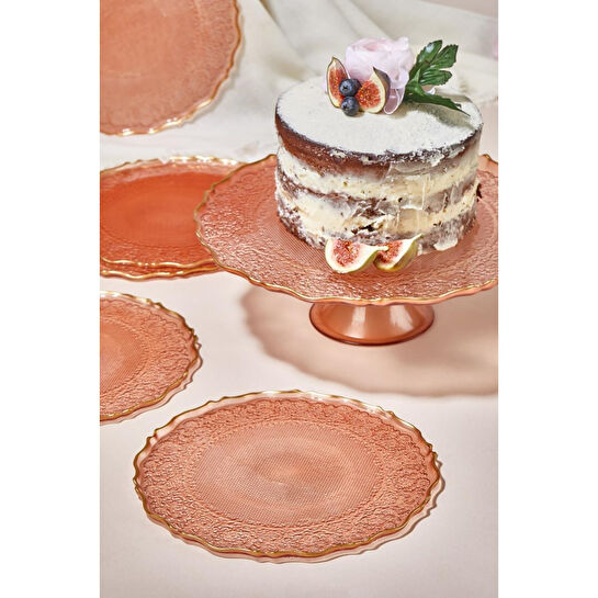 Lora Bianca Goblen 7 Parça Pasta/kek/tatlı Sunum Tabağı Seti Rose