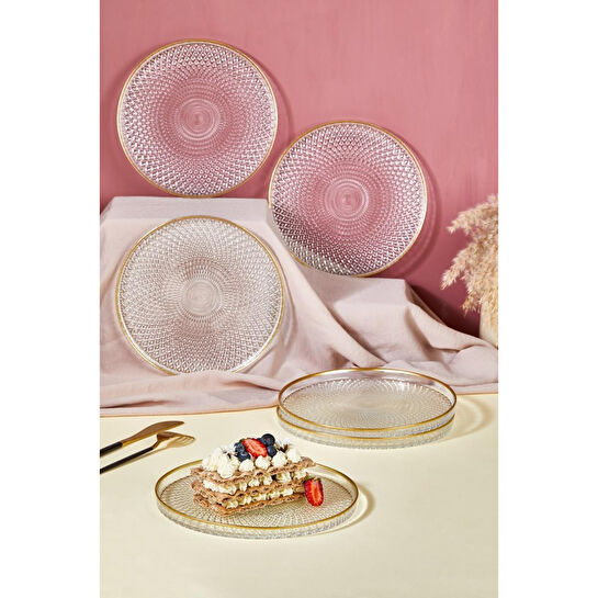 Lora Bianca Mina 6 Parça Pasta/kek/tatlı Tabağı Seti Şeffaf