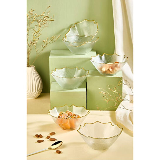 Lora Bianca Bloom 6 Parça Cam Salata/tatlı Kasesi Set Şeffaf