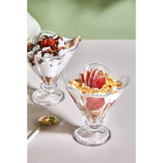 Lora Bianca Orion 2 Parça Cam Magnolya/puding/tatlı/dondurma Kasesi Beyaz