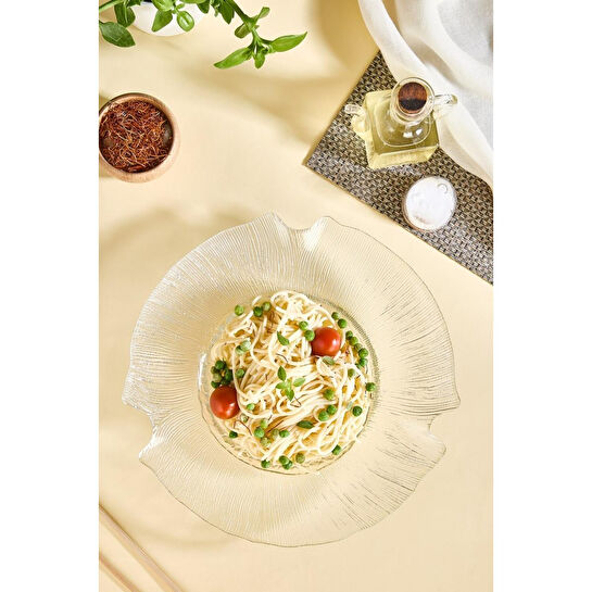 Lora Bianca Luciana Cam Makarna Tabağı Beyaz