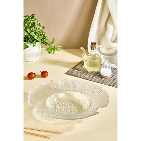 Lora Bianca Luciana Cam Makarna Tabağı Beyaz