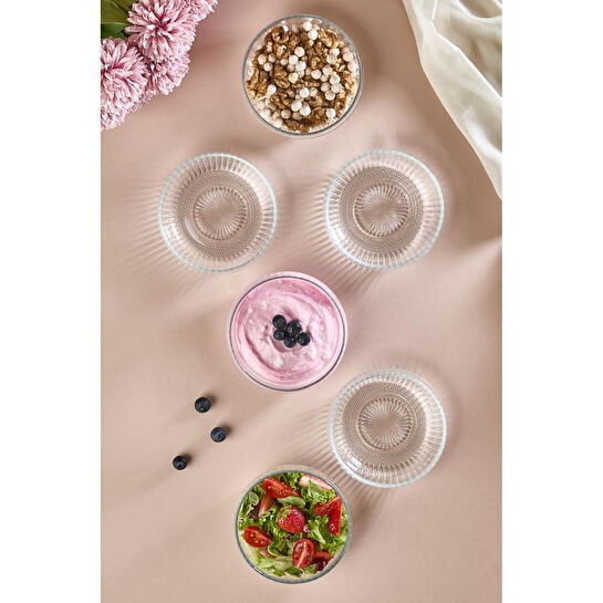 Lora Bianca Lumi 6 Parça Cam Çerez - Sos - Lokum Mini Sunum Kasesi - 11 Cm Beyaz