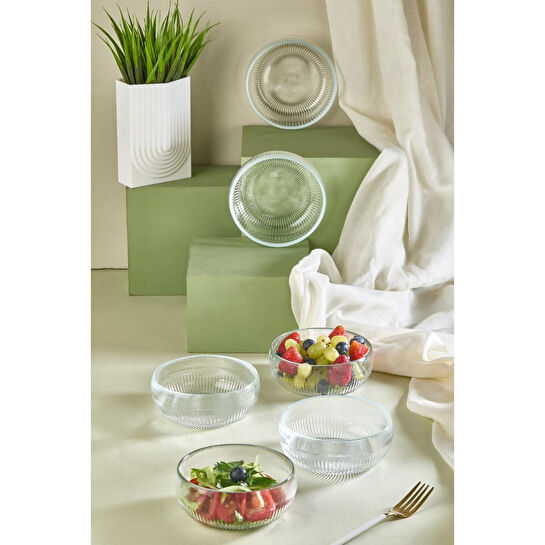 Lora Bianca Velora 6 Parça Cam Çerez - Sos - Lokum Mini Sunum Kasesi - 11 Cm Beyaz