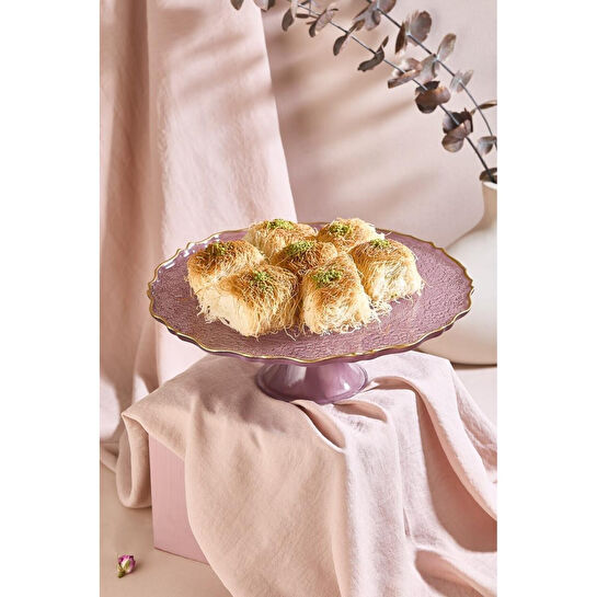 Lora Bianca Goblen 28 Cm Mürdüm Ayaklı Pasta Tabağı Standı Mürdüm