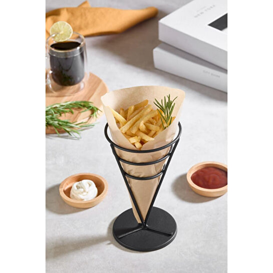 Lora Bianca Patates Kızartması Standı, Fransız Huni Metal Tel Servis Sepeti Siyah