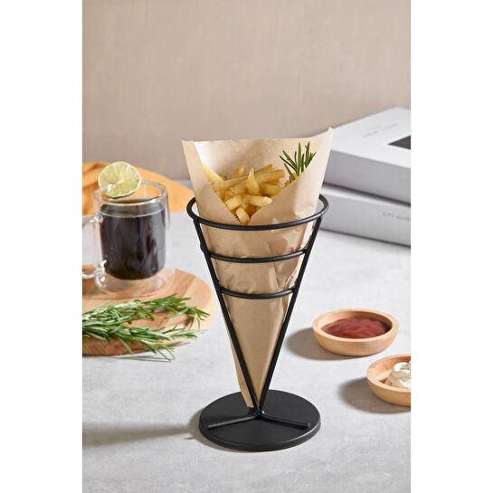 Lora Bianca Patates Kızartması Standı, Fransız Huni Metal Tel Servis Sepeti Siyah
