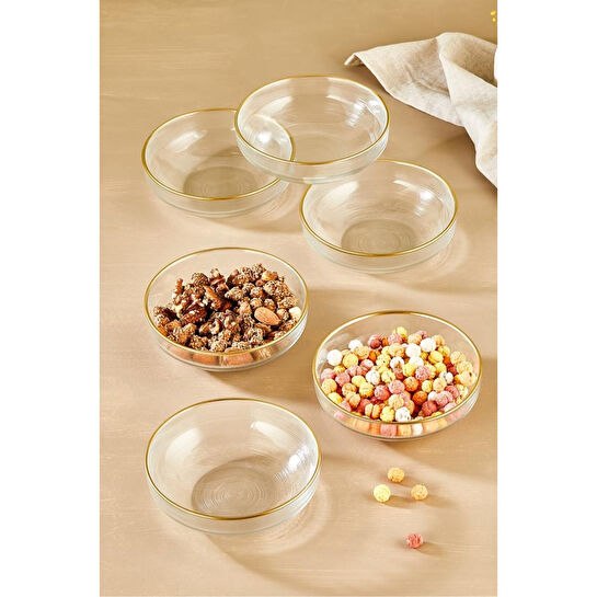 Lora Bianca Ip 6 Parça Salata/çorba/çerez Cam Kase Seti Şeffaf