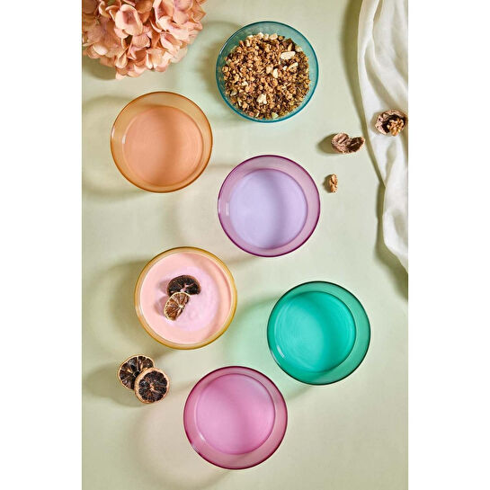 Lora Bianca Coloria 6 Parça Cam Dondurma/çerez/meze/meyve Kase Seti Renkli