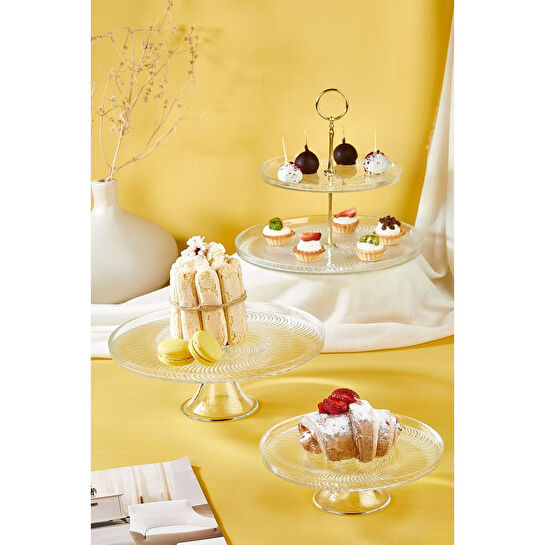 Lora Bianca Diana 5 Parça Pasta/kek/tatlı Sunum Takımı Ve Servis Standı Seti Beyaz