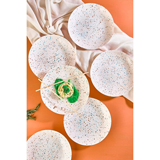 Lora Bianca Punti 6 Parça 21 Cm Yemek Tabağı Beyaz