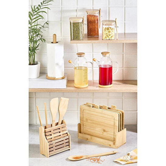 Lora Bianca 20 Parça Tezgah Üstü Bambu Set - Kesme Tahtası, Yağdanlık, Kavanoz, Havluluk, Kaşıklık, Nihale Seti 20 Parça Tezgah Üstü Bambu Set - Kesme Tahtası, Yağdanlık, Kavanoz, Havluluk, Kaşıklık, Nihale Seti