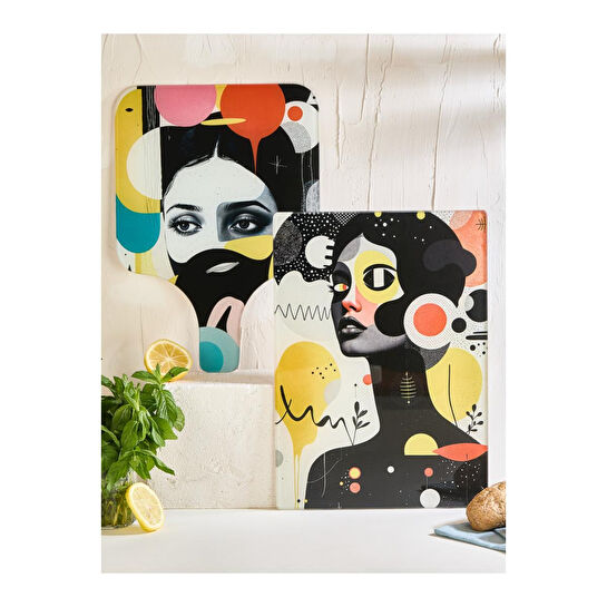 Lora Bianca Future 2'li Cam Kesme Tahtası Seti - 25x35 - Isıya Dayanıklı Kırılmaz Kesme Tahtası Beyaz