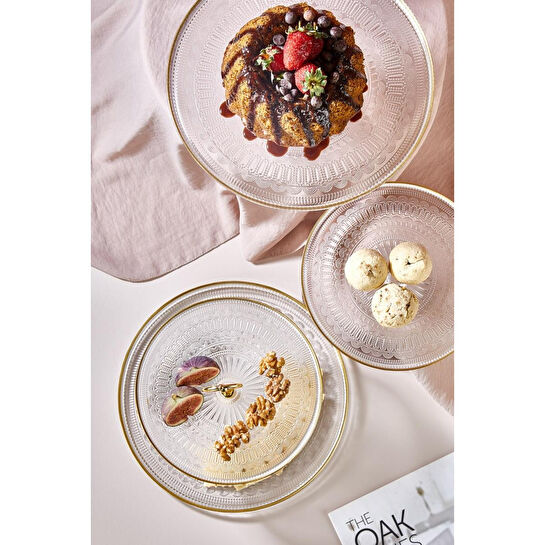 Lora Bianca Serenity 5 Parça Pasta/kek/tatlı Sunum Takımı Ve Servis Standı Seti Şeffaf