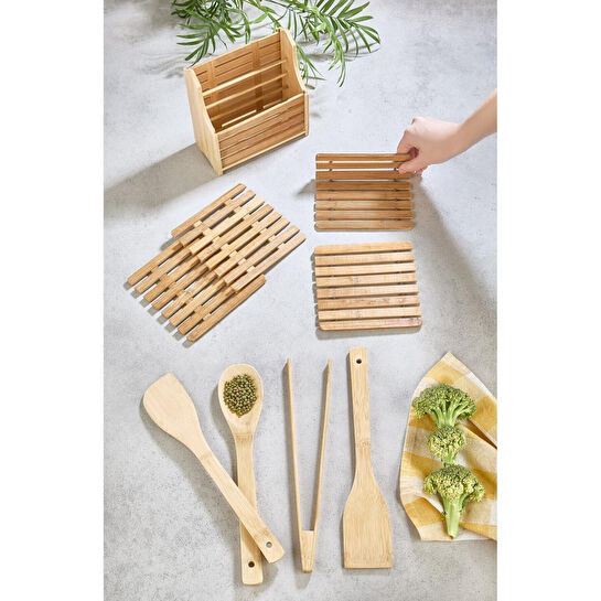 Lora Bianca Bambu 9 Parça Kaşıklık - Kaşık Ve Nihale Düzenleyici Set Kahverengi