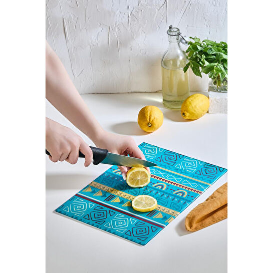 Lora Bianca African Cam Kesme Tahtası - 25x35 - Isıya Dayanıklı Kırılmaz Kesme Tahtası Beyaz