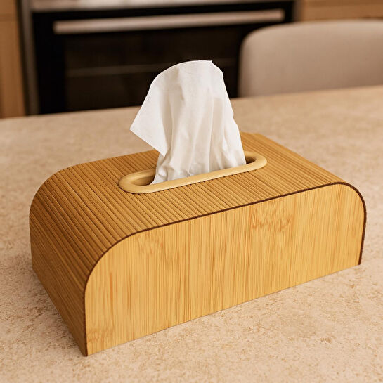 Vienev Ahşap Dikdörtgen Peçetelik – Doğal Ahşap Desenli Dekoratif Mendil Kutusu Ams1118