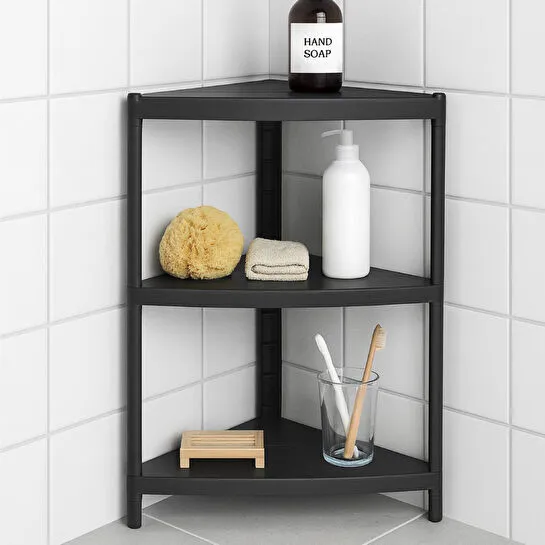 Vienev Köşe Tipi 3 Katlı Çok Amaçlı Mutfak Ve Banyo Rafı Siyah