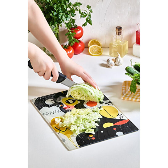 Lora Bianca Future Cam Kesme Tahtası - 25x35 - Isıya Dayanıklı Kırılmaz Kesme Tahtası Beyaz