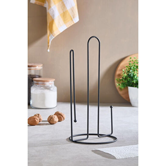 Lora Bianca Mat Siyah Metal Dik Kağıt Rulo Havluluk, Peçetelik Standı Siyah