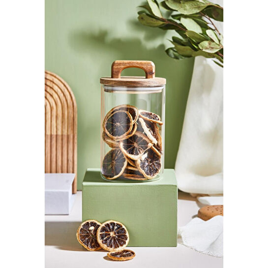 Lora Bianca Kapaklı Cam Kavanoz/saklama Kabı - 15 Cm Beyaz