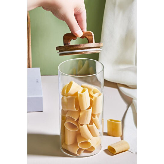 Lora Bianca Kapaklı Cam Kavanoz/saklama Kabı - 20 Cm Beyaz