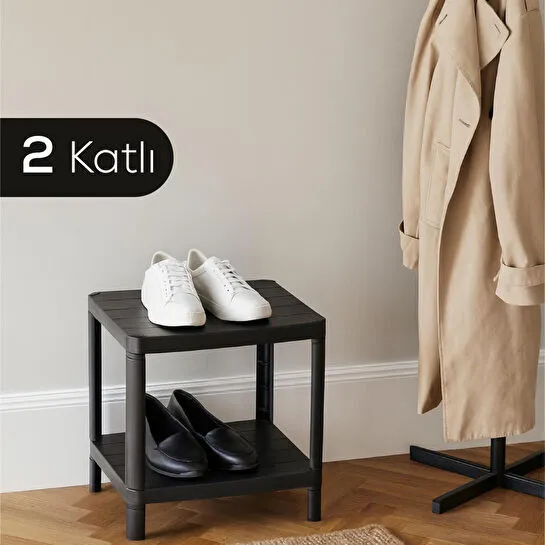 Vienev 2 Katlı Çok Amaçlı Mutfak Ve Banyo Rafı Siyah