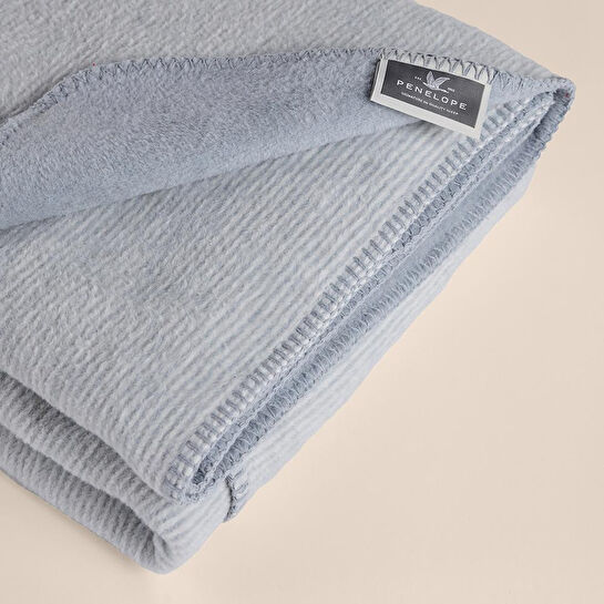 Penelope Verso Pamuklu Tek Kişilik Battaniye 150x200 Cm - Gri Mavi
