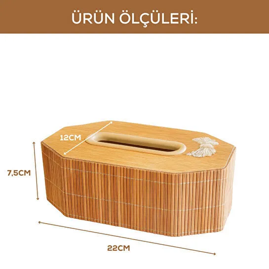 Vienev Ahşap Dikdörtgen Peçetelik – Doğal Ahşap Desenli Dekoratif Mendil Kutusu Ams1082