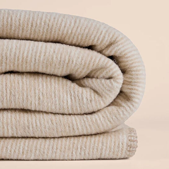 Penelope Verso Pamuklu Tek Kişilik Battaniye 150x200 Cm - Bej Krem