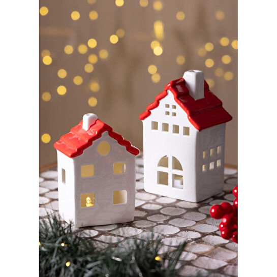 The Mia Dekoratif Led Işıklı Yılbaşı Evi 10x7x16 Cm