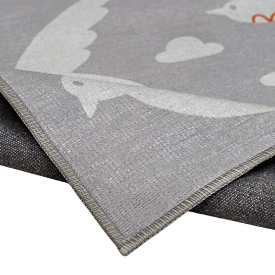 Itsy Bitsy Kids Bird Of Life Gri Yıkanabilir Çocuk Halısı 120x160cm