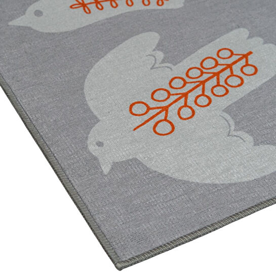 Itsy Bitsy Kids Bird Of Life Gri Yıkanabilir Çocuk Halısı 120x160cm