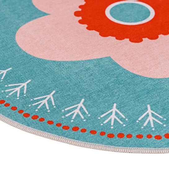 Itsy Bitsy Kids Çiçek Desenli Makinede Yıkanabilir Pamuklu Çocuk Halısı - Amulet Serisi