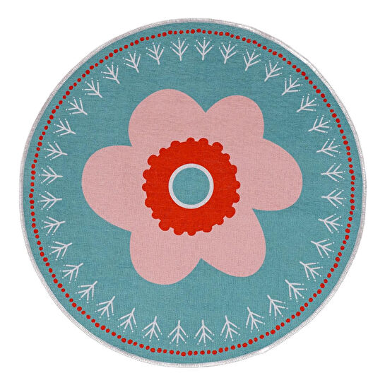 Itsy Bitsy Kids Çiçek Desenli Makinede Yıkanabilir Pamuklu Çocuk Halısı - Amulet Serisi